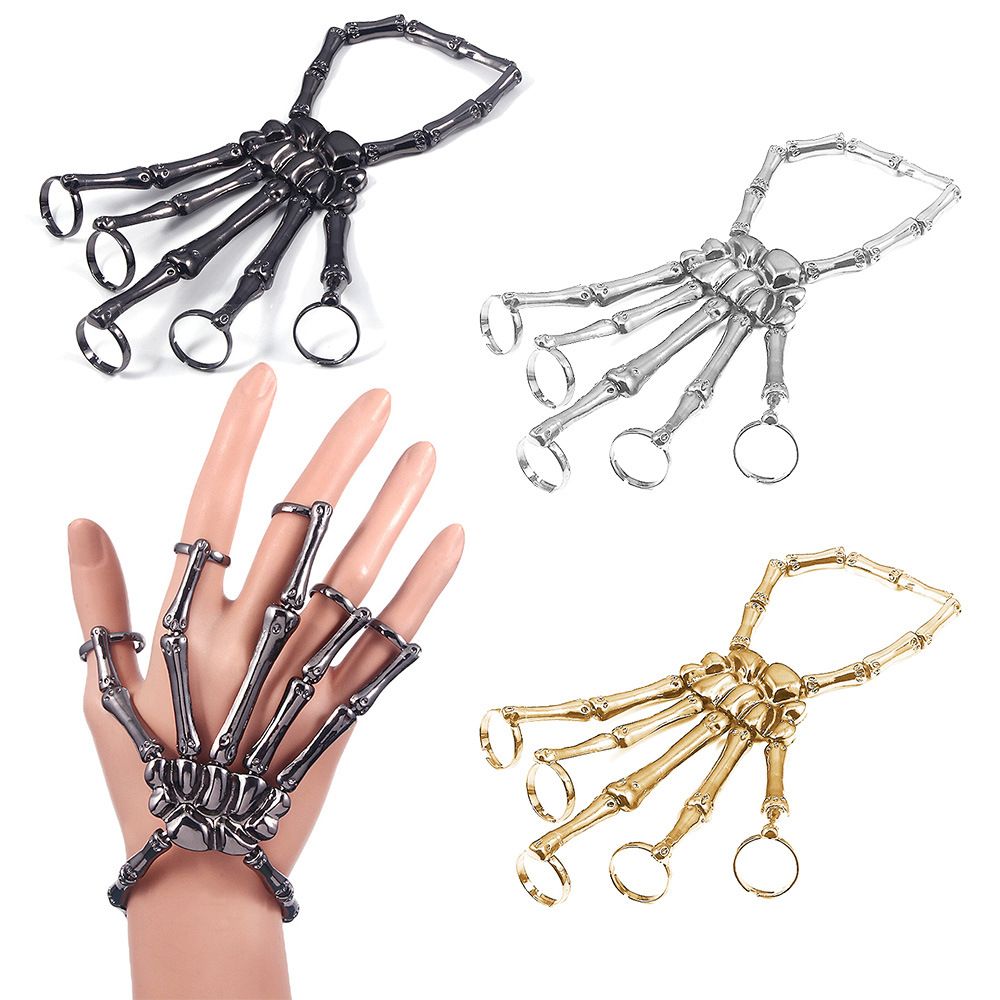 Gothic Skull Ring - 메탈 손목밴드 파티 펑크 고딕 조절