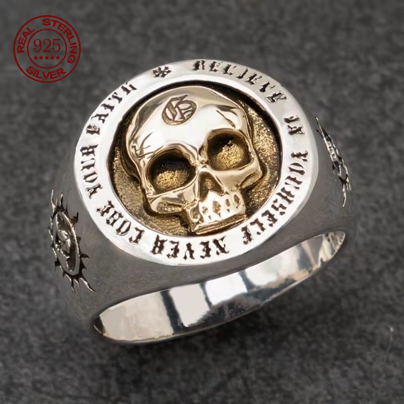Gothic Skull Ring - S925 스털링 실버 패션 남성과 여성의