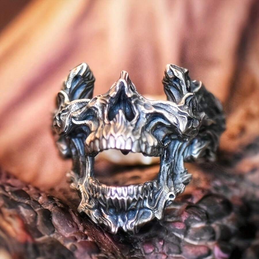 Gothic Skull Ring - 빈티지 고딕 데스 스컬 마스크 링