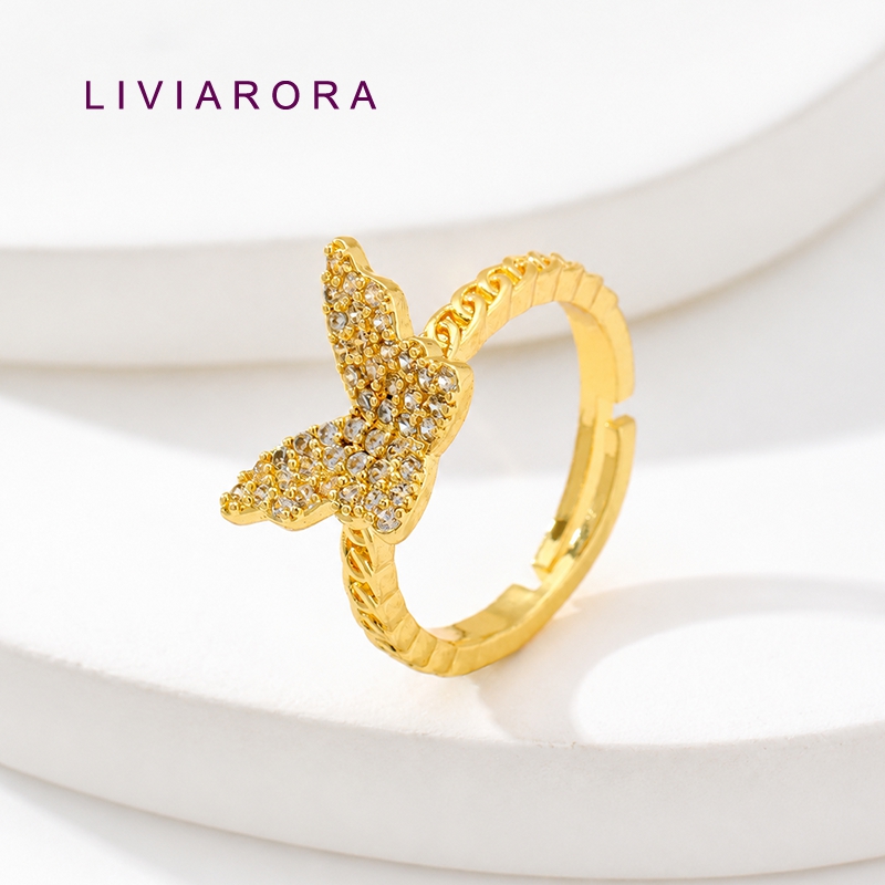1/2/4Pcs 18K 금도금 황동 지르콘 나비 손가락 - Gold Plated Ring 리뷰 및 가격