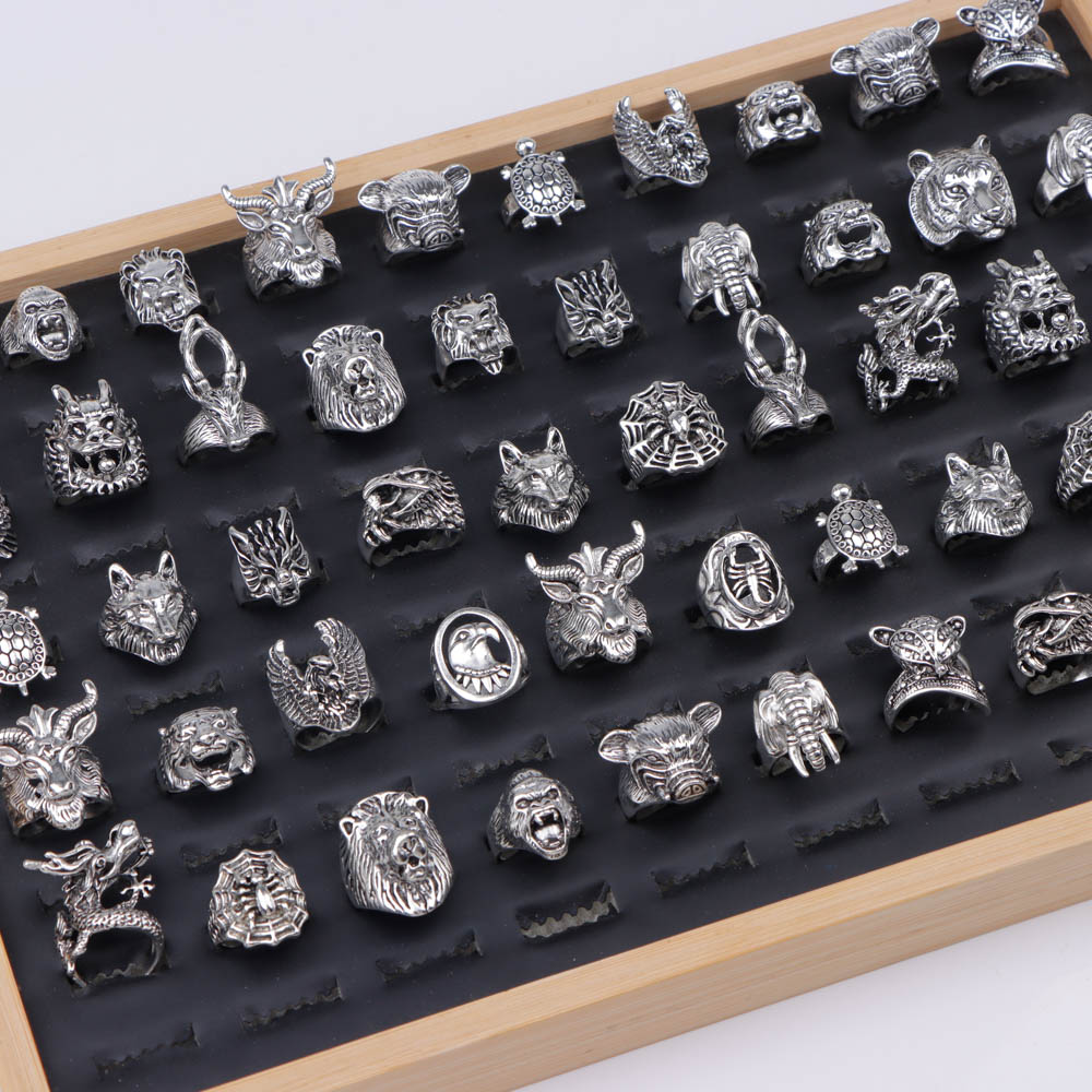 10/20/30/50 개/몫 남자를위한 패션 펑크 록  - Gothic Skull Ring 리뷰 및 가격