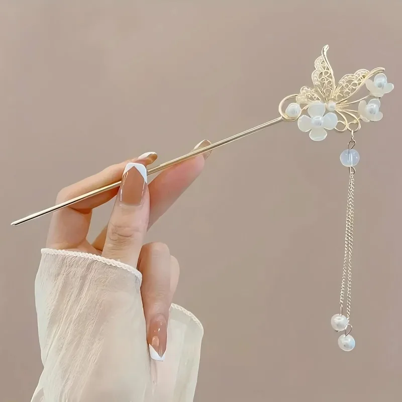 우아한 중국 스타일 헤어 클립 태슬 헤어 스틱 전통 꽃 - Shop Jewelry & Watches Near Me 리뷰 및 가격