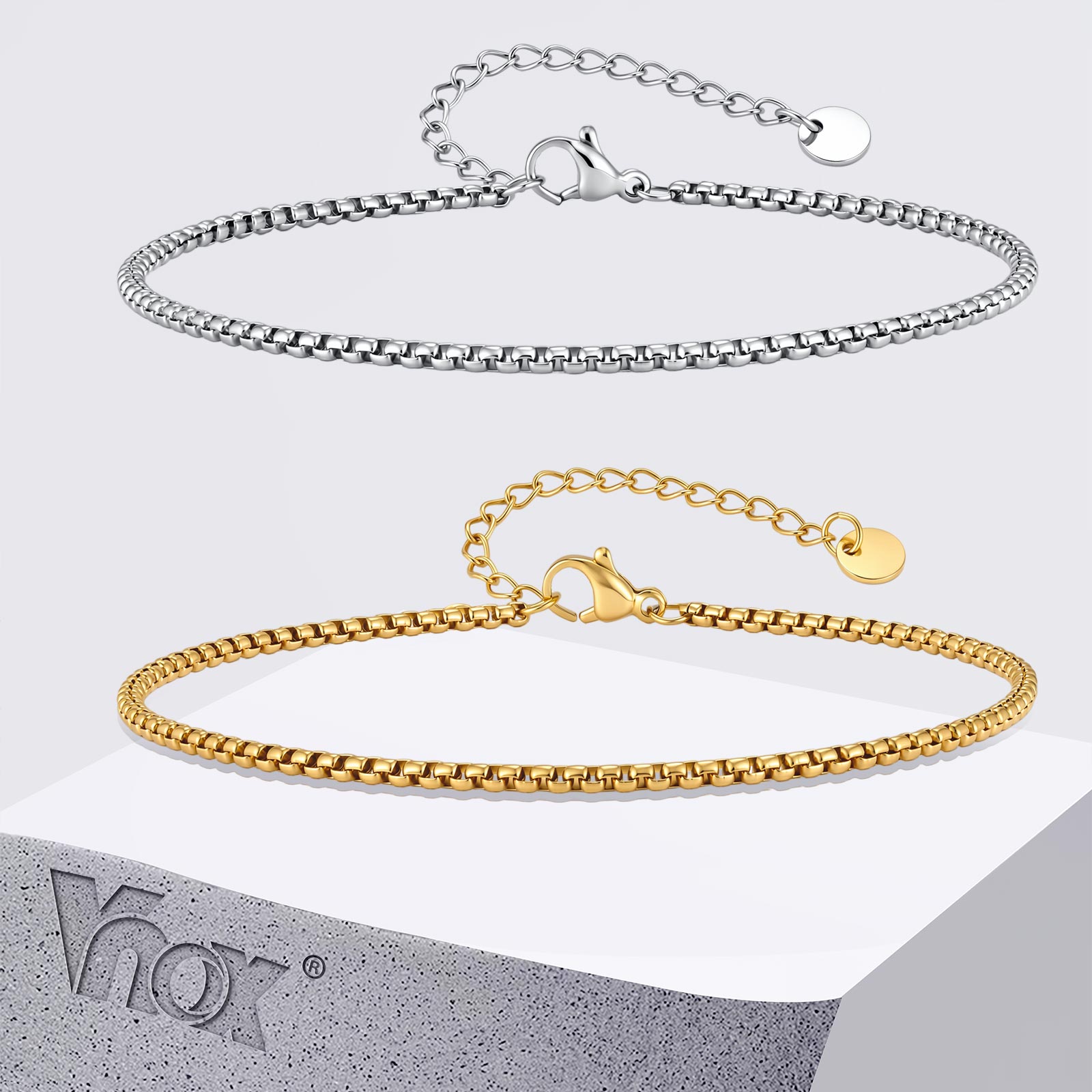 Vnox 남성 여성을 위한 스테인레스 스틸 박스 체인  - Jc Jewelry & Watches Photos 리뷰 및 가격