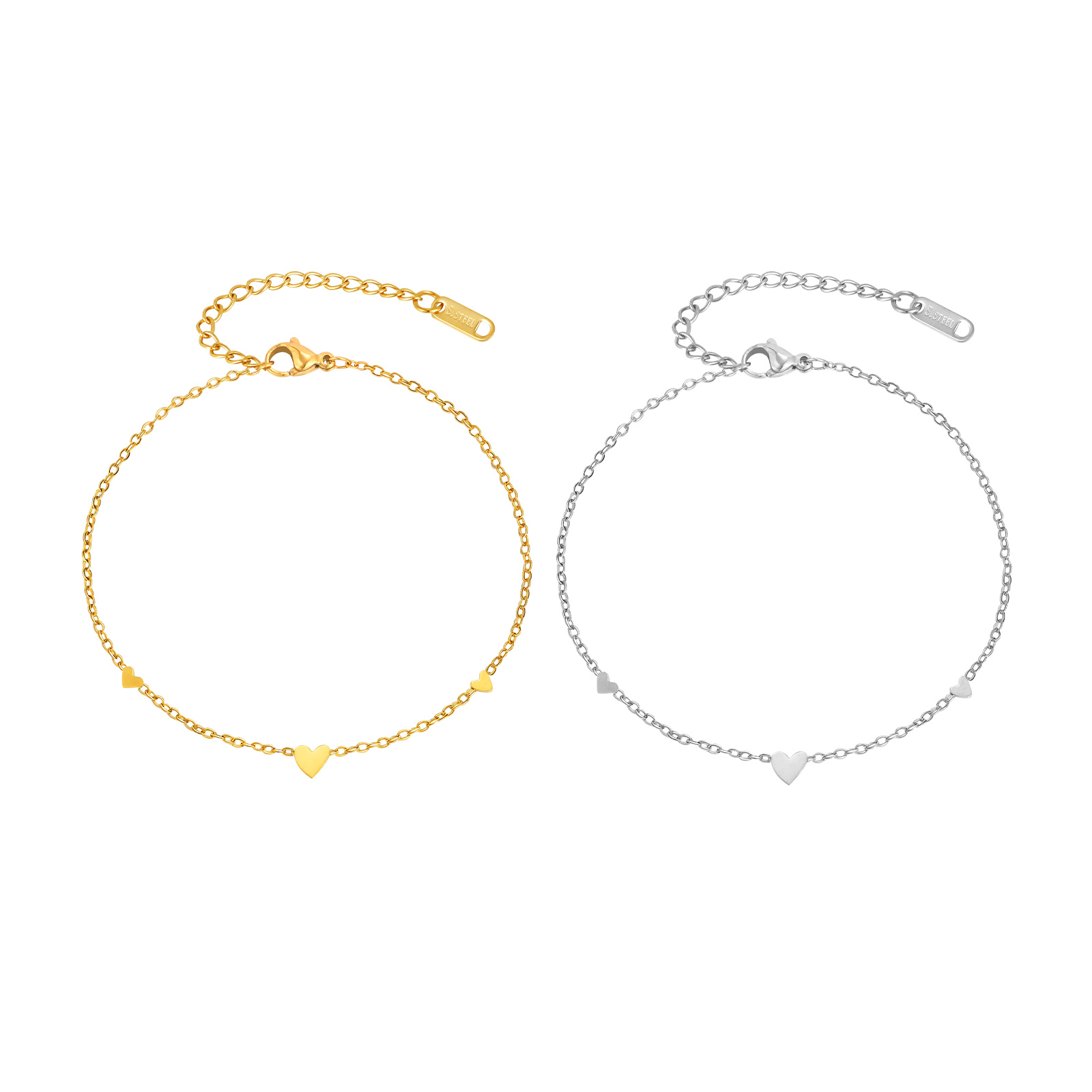 여성을위한 스테인레스 스틸 하트 Anklets, 골드  - Jc Jewelry & Watches Photos 리뷰 및 가격