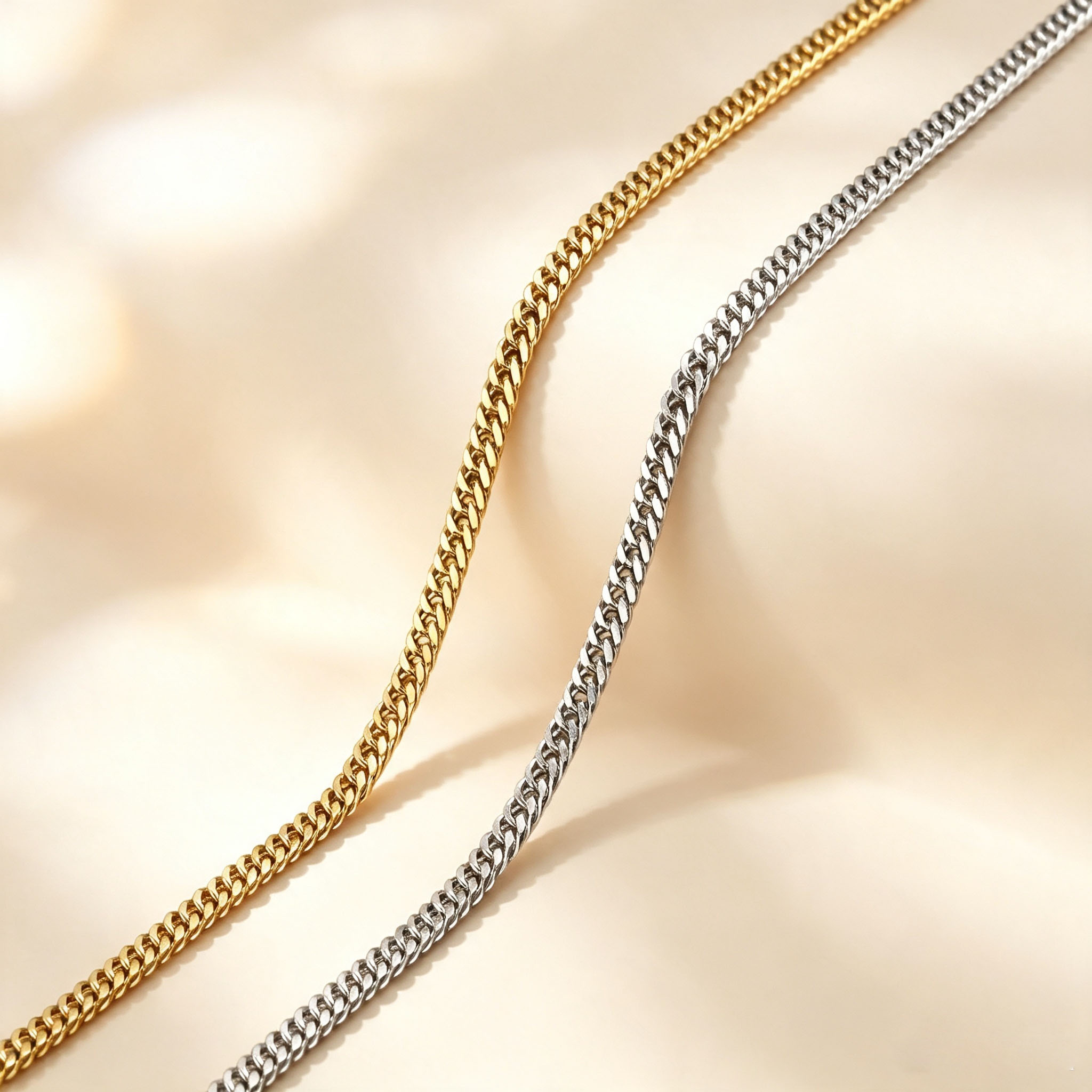 여성용 얇은 쿠바 스타일 발찌, 스테인리스 스틸 커브  - Jc Jewelry & Watches Photos 리뷰 및 가격