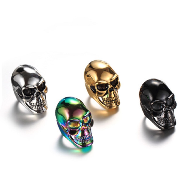 새로운 멋진 남성 소년 고딕 펑크 블랙 실버 컬러 골드 - Gothic Skull Ring 리뷰 및 가격