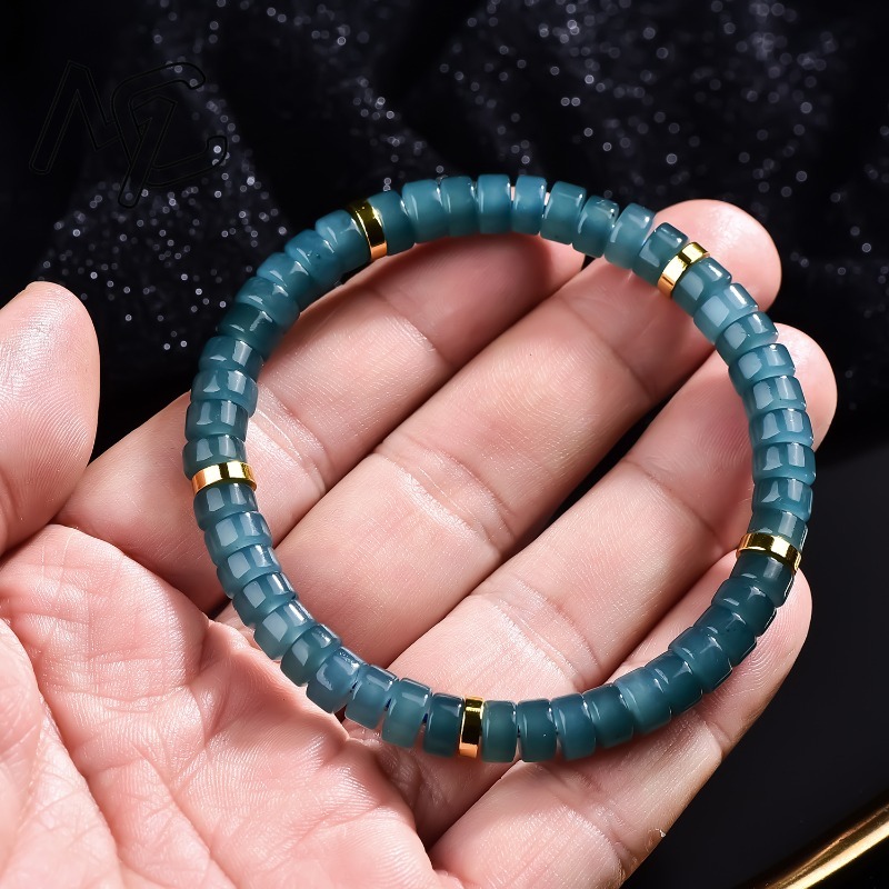 천연 비취 블루 워터 주판 비즈 스페이서 팔찌 고급 품 - Jewelry & Watches Vitopoulos Reviews 리뷰 및 가격