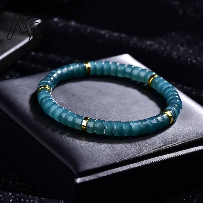 천연 비취 블루 워터 주판 비즈 스페이서 팔찌 고급 품 - Jewelry & Watches Vitopoulos Reviews 리뷰 및 가격