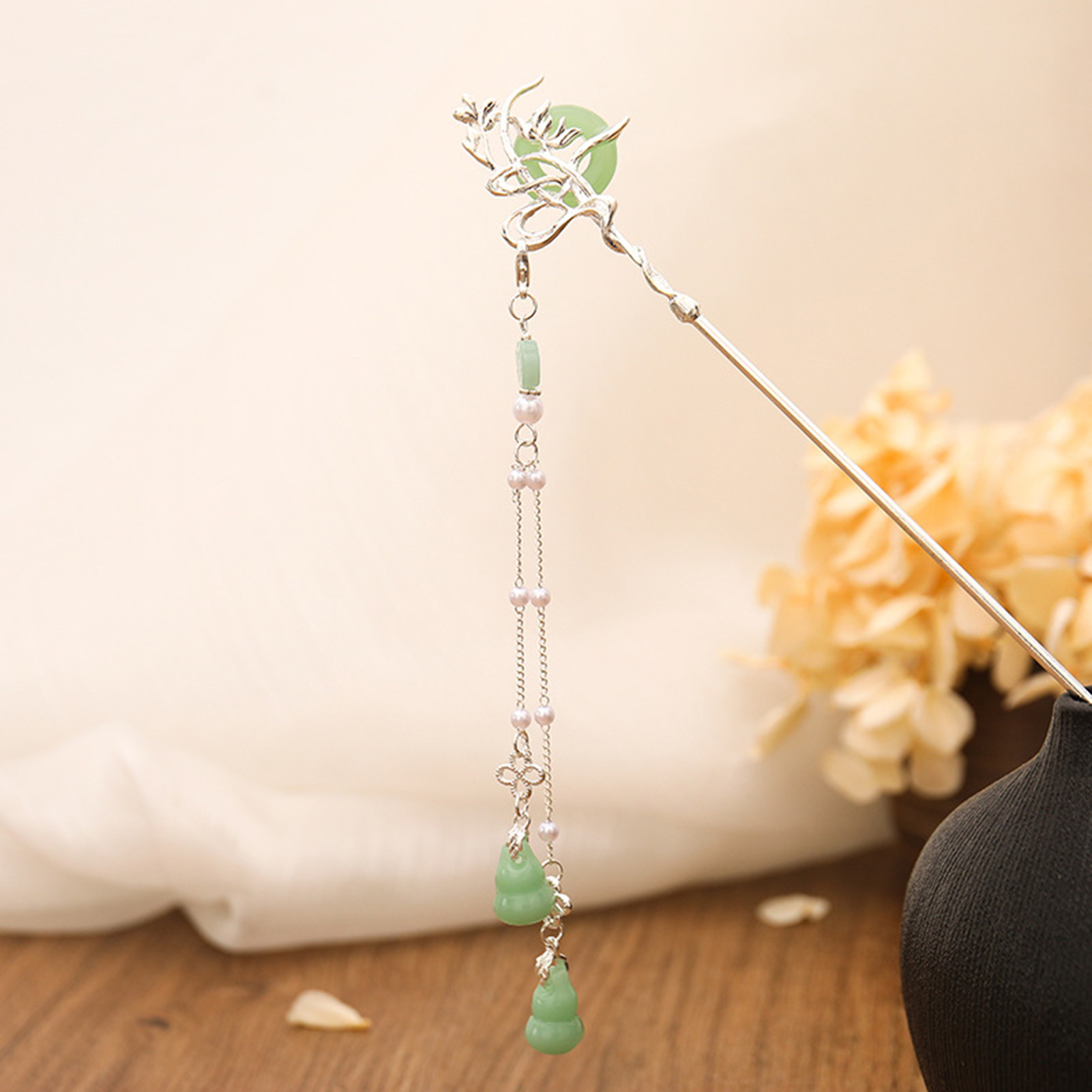 여성을위한 중국 스타일 유리 머리핀 우아한 동심 버클  - Shop Jewelry & Watches Near Me 리뷰 및 가격