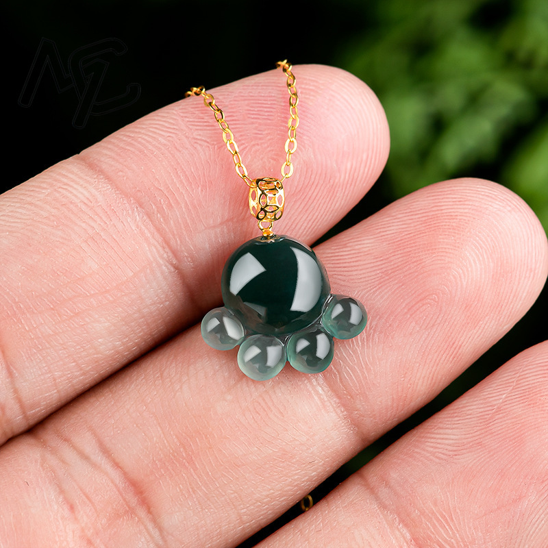 천연 진짜 에메랄드 블루 워터 제이드 고양이 발 펜던트 - Jewelry & Watches Vitopoulos Reviews 리뷰 및 가격