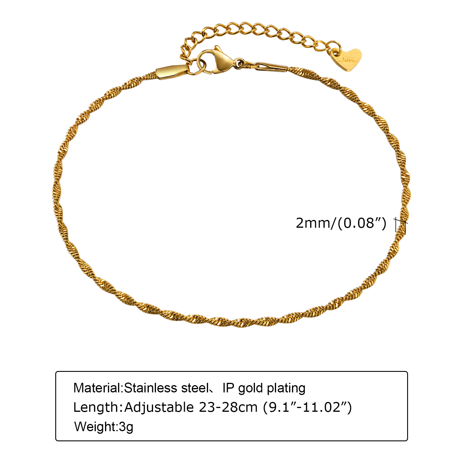여성용 방수 스테인리스 스틸 세련된 물결 체인 발찌,  - Jc Jewelry & Watches Photos 리뷰 및 가격